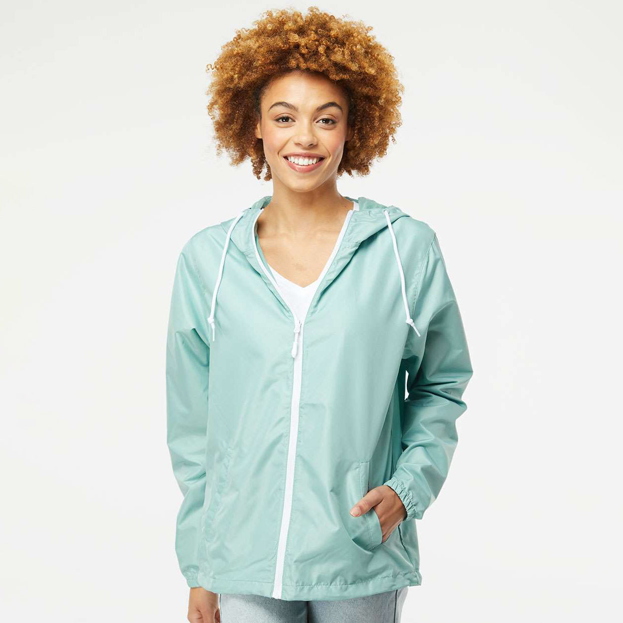 Aqua/White Zipper